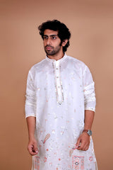 Men Ivory Doli Motif Embroidered Kurta - Shrivarya - Mens Ethnic Wear