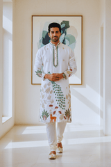 Ivory Tree of Life Peacock Kurta for Men - Shrivarya - Mens Ethnic Wear