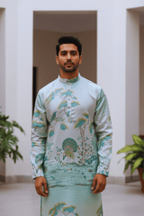 Royal Ombre Mughal Garden Men Kurta - Shrivarya - Mens Ethnic Wear