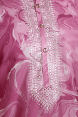 Men Orchid Marble Print Silk Kurta - Shrivarya - Mens Ethnic Wear