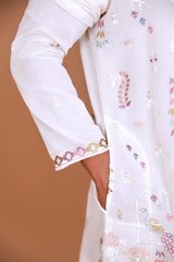 Men Ivory Baraat Procession Embroidered Kurta - Shrivarya - Mens Ethnic Wear