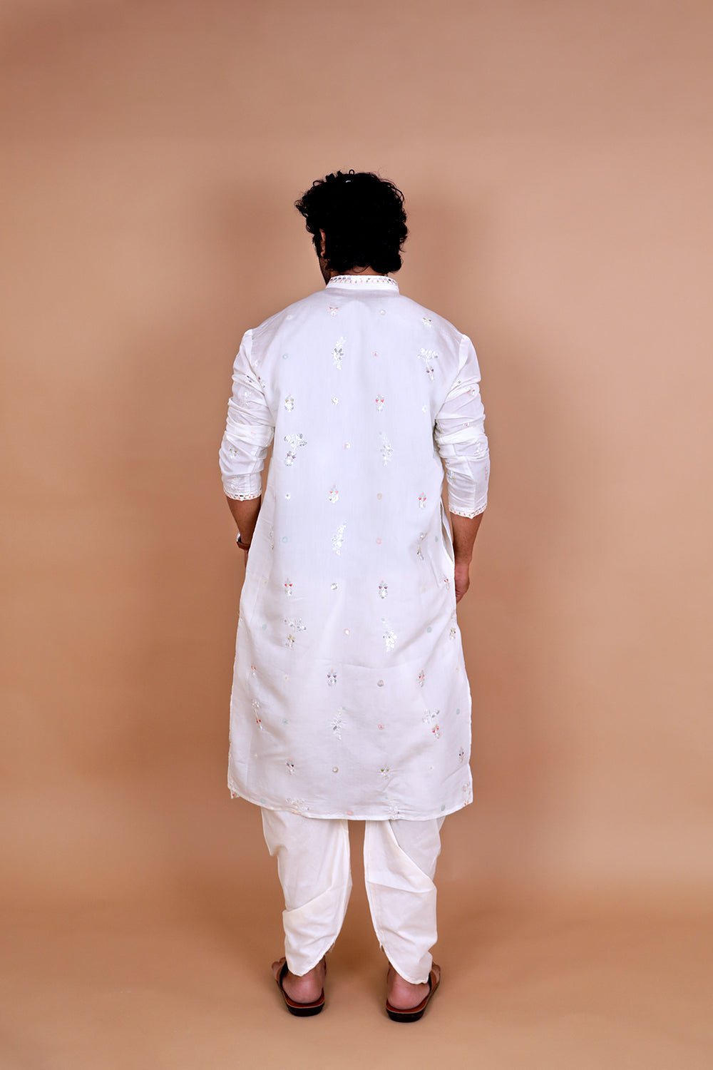 Men Ivory Doli Motif Embroidered Kurta - Shrivarya - Mens Ethnic Wear
