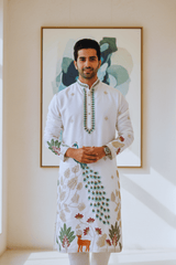 Ivory Tree of Life Peacock Kurta for Men - Shrivarya - Mens Ethnic Wear