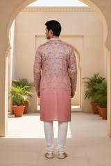 Mauve Ombre Geometric Sequin Men Kurta - Shrivarya - Mens Ethnic Wear