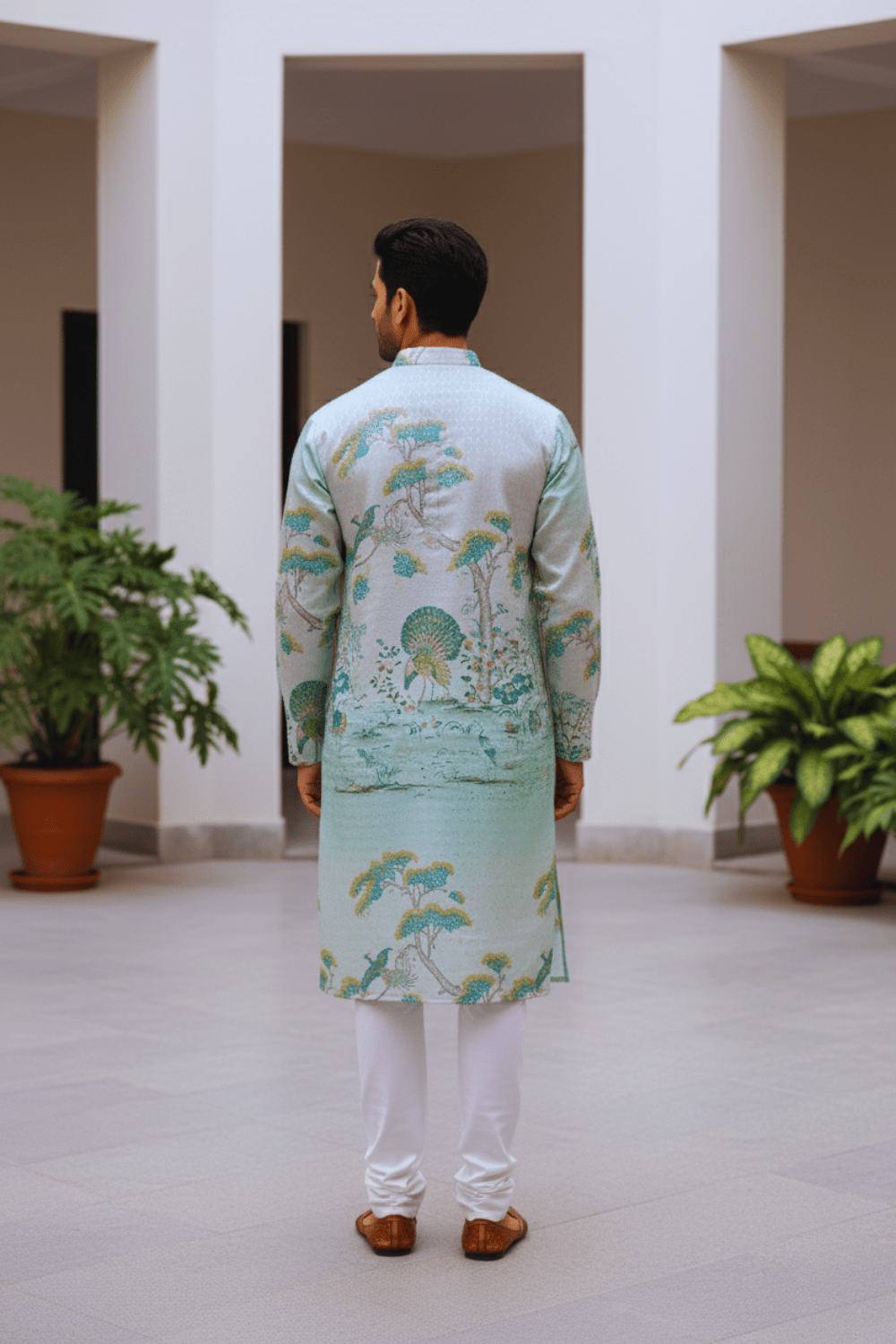 Royal Ombre Mughal Garden Men Kurta - Shrivarya - Mens Ethnic Wear