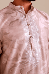 Sandstone Marble Print Silk Kurta for Men - Shrivarya - Mens Ethnic Wear