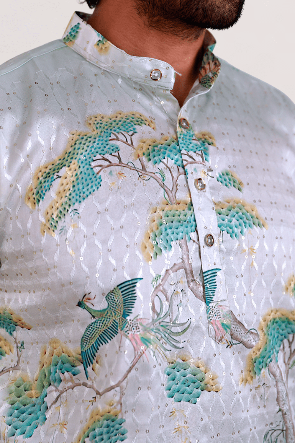 Royal Ombre Mughal Garden Men Kurta - Shrivarya - Mens Ethnic Wear