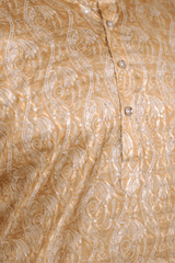 Men Tangerine Paisley Jacquard Kurta - Shrivarya - Mens Ethnic Wear