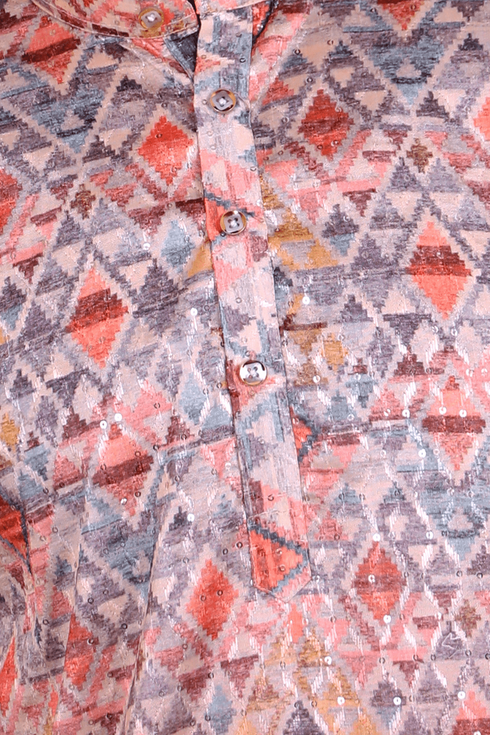 Mauve Ombre Geometric Sequin Men Kurta - Shrivarya - Mens Ethnic Wear